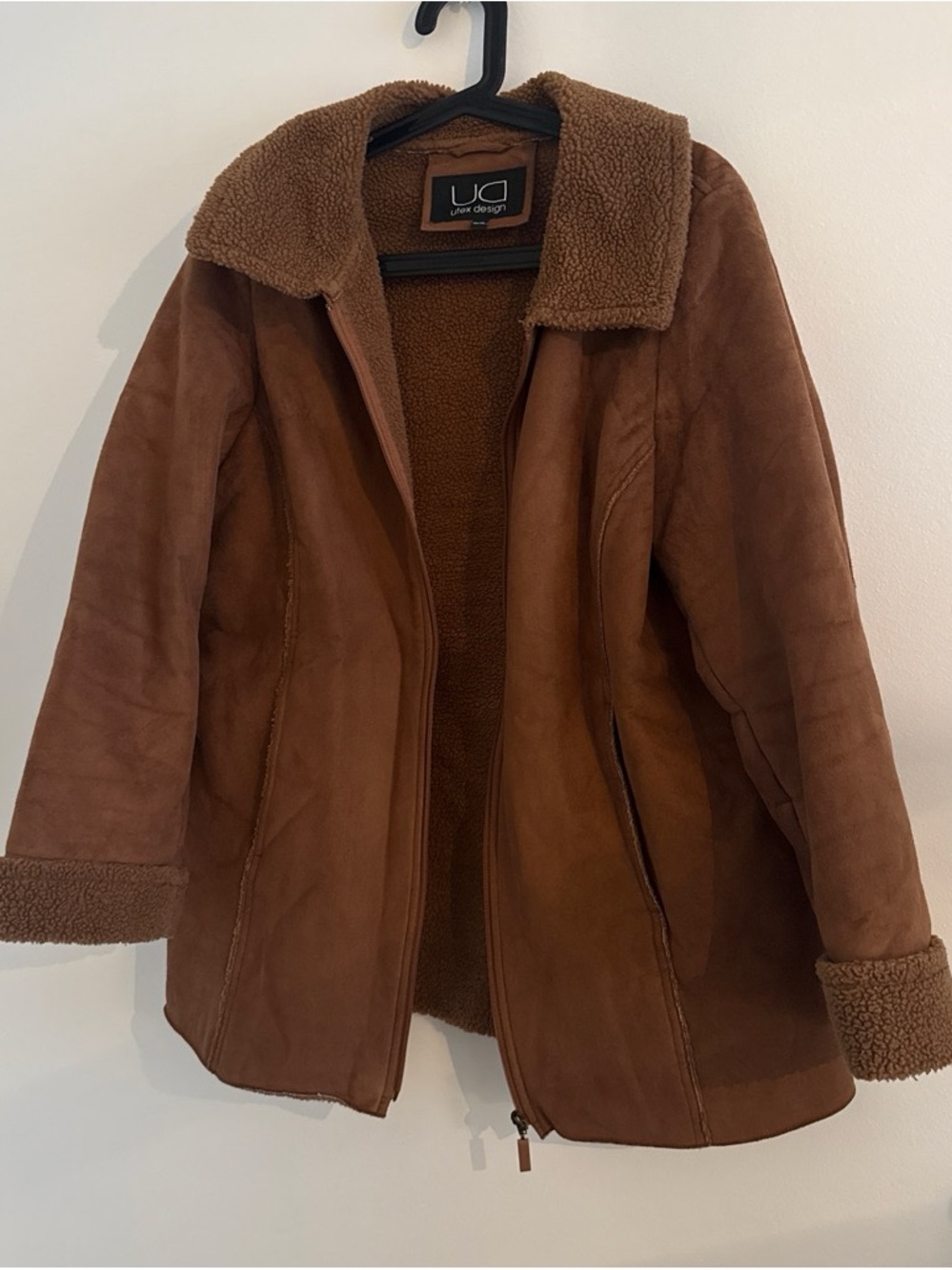 Women's Brown Faux Suede Shearling Coat